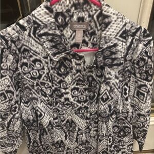 Chico's Monochrome Abstract Blouse